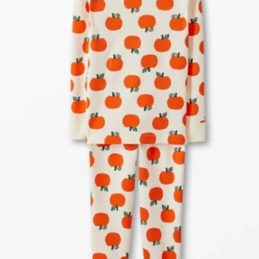 Hanna Andersson Cream and Orange Kids Pajama Set